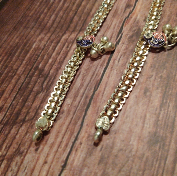 India Anklet/bracelet pair rhinestones painted - Picture 6 of 6